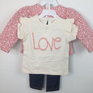 Jessica Simpson Baby Jacket Set Top & Pants 18 Months Pink Quilted Floral